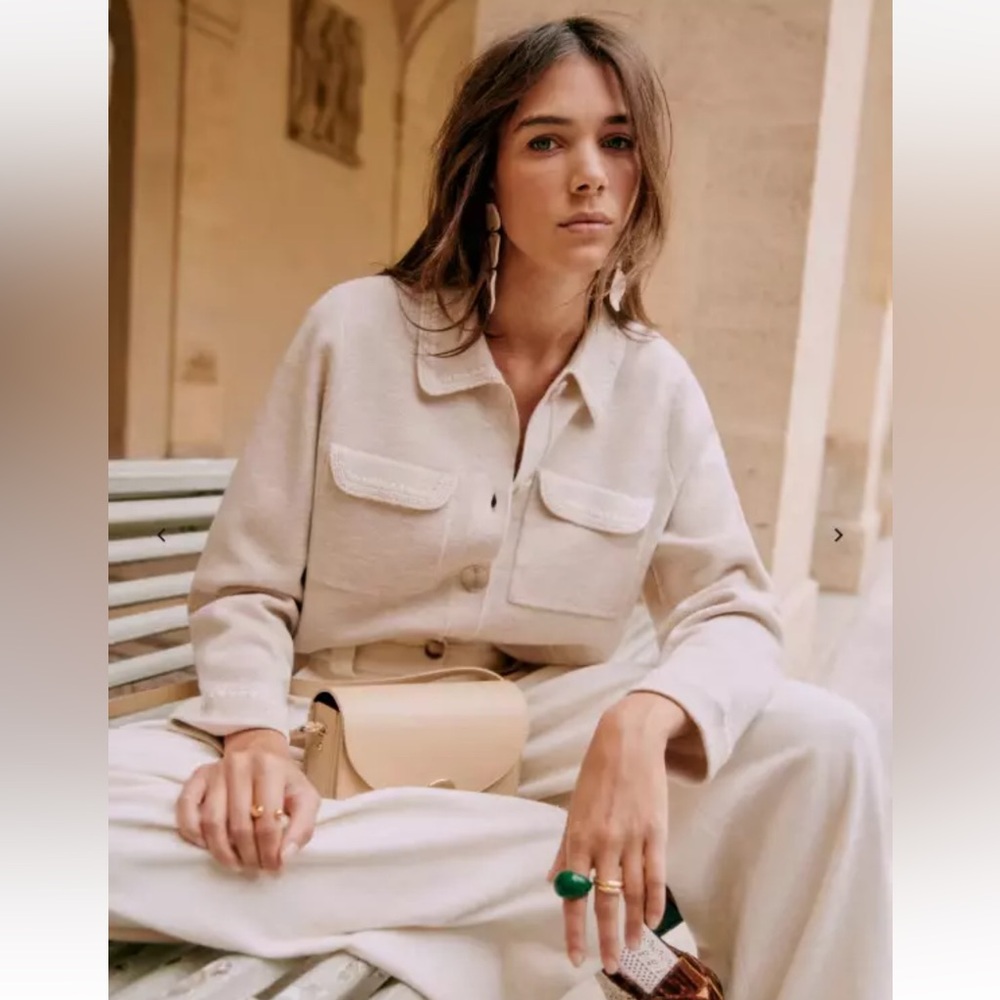 Sezane Betty Beige Cardigan Size S
